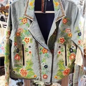 Aratta Colorful Embroidered Jean Jacket